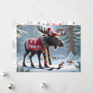 Moose-tastic Christmas Personalized Greeting Card