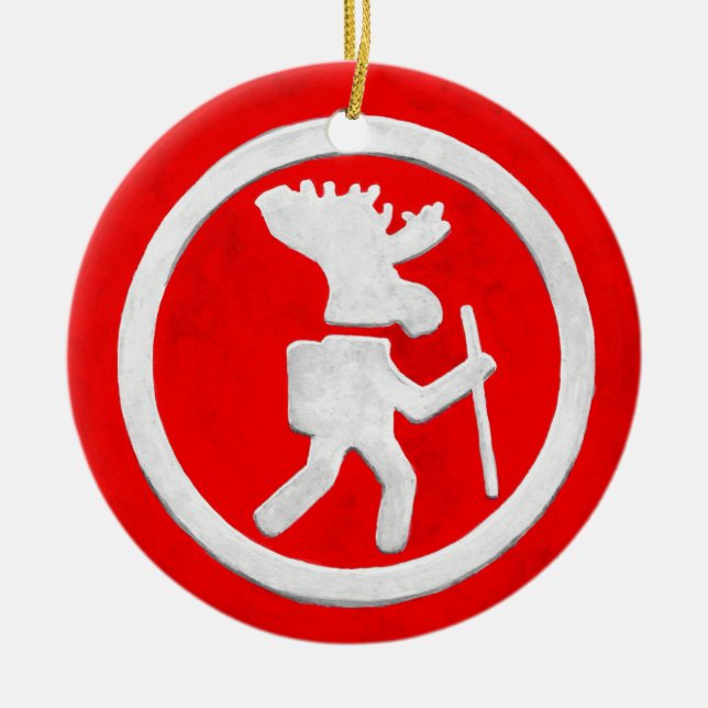 Moose Trail Marker Ceramic Ornament (Front)