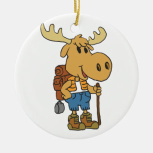 Moose traveller with backpack   choose back colour ceramic ornament
