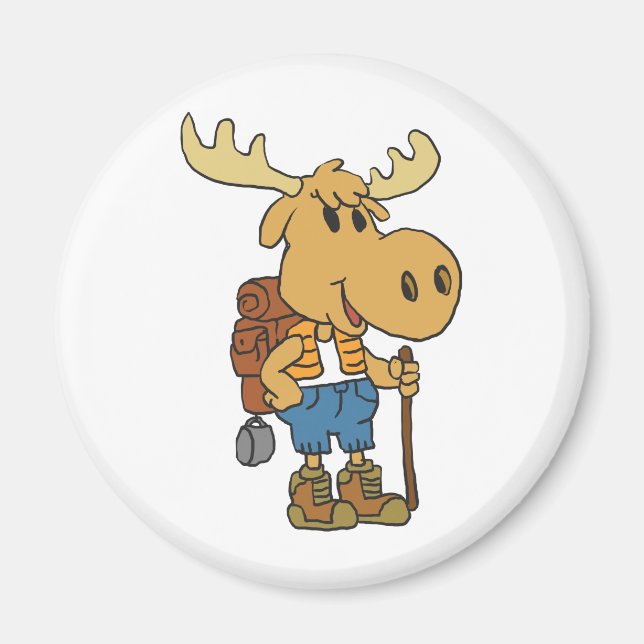 Moose traveller with backpack | choose back colour magnet (Front)