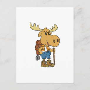 Moose traveller with backpack choose back colour postcard