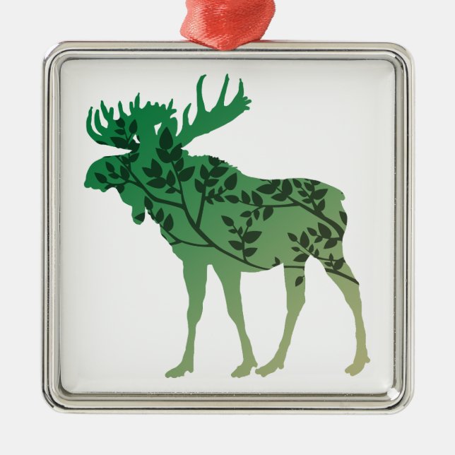 Moose Tree Metal Ornament (Front)