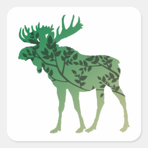 Moose Tree Square Sticker