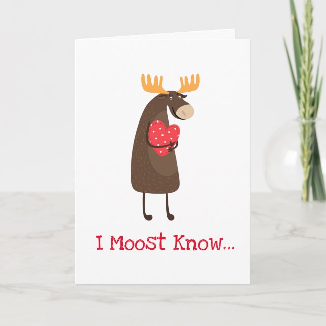 Moose Valentines Day  Holiday Card (Front)