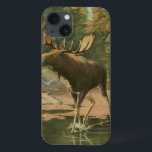 Moose Walking in Water iPhone 13 Case<br><div class="desc">Do you live far away from nature? This beautiful and yet classical image gives an impression of peacefulness and the colours of the moose walking in water are accurate which makes this image very realistic. Get this nature styled art on your favourite products!</div>