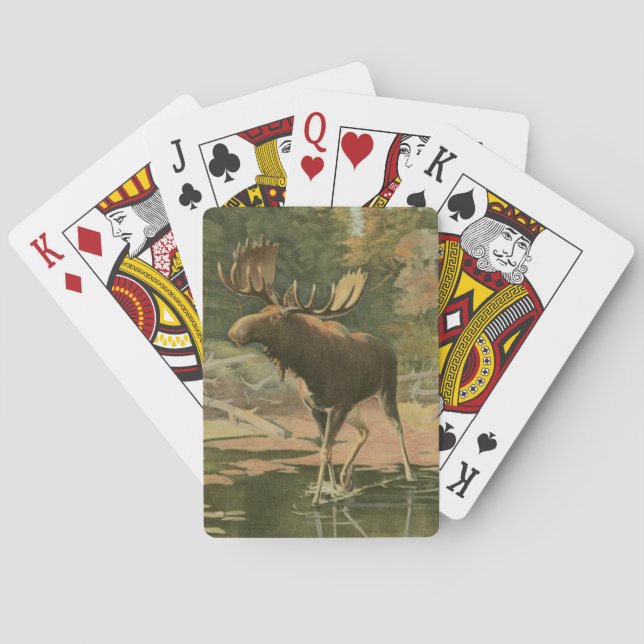 Moose Walking in Water Playing Cards (Back)