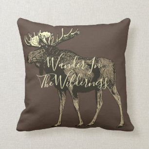 Moose Walking Wilderness Throw Pillow