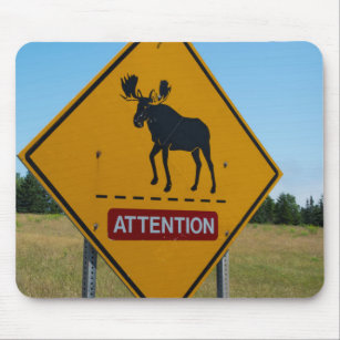 Moose Warning Sign Mouse Pad