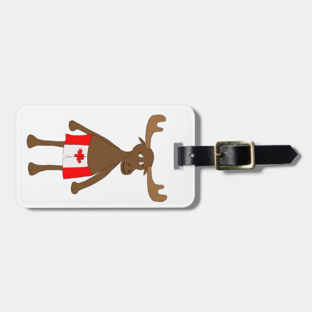 Moose wearing Canadian boxer shorts Luggage Tag (Front Horizontal)