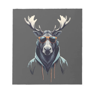 Moose Wearing Hoodie Funny Cool Animal Character Notepad