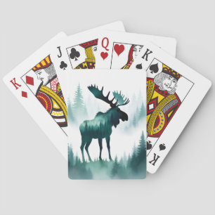 Moose Wildlife Animal Nature Forest Mountain Art Playing Cards