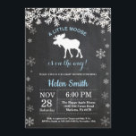 Moose Winter Snowflake Boy Baby Shower Invitation<br><div class="desc">Moose Winter Snowflake Boy Baby Shower Invitation. Blue and White Snowflake. Boy Baby Shower Invitation. Winter Holiday Baby Shower Invite. Chalkboard Background. Black and White. For further customization,  please click the "Customize it" button and use our design tool to modify this template.</div>