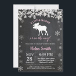 Moose Winter Snowflake Girl Baby Shower Invitation<br><div class="desc">Moose Winter Snowflake Girl Baby Shower Invitation. Pink and White Snowflake. Girl Baby Shower Invitation. Winter Holiday Baby Shower Invite. Chalkboard Background. Black and White. For further customization,  please click the "Customize it" button and use our design tool to modify this template.</div>