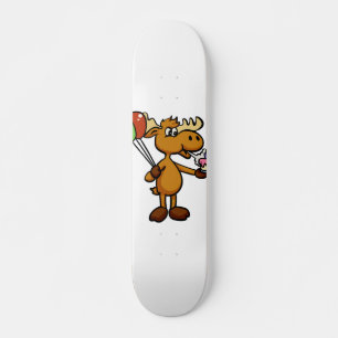 Moose with balloon and cake   choose back color skateboard