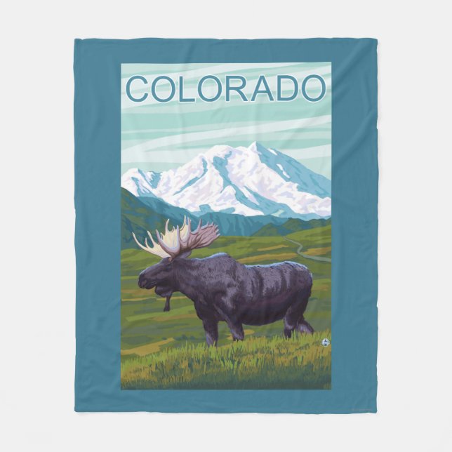 Moose with MountainColorado Fleece Blanket (Front)