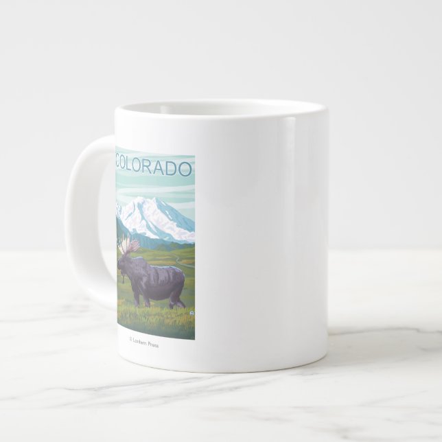 Moose with MountainColorado Large Coffee Mug (Front Left)