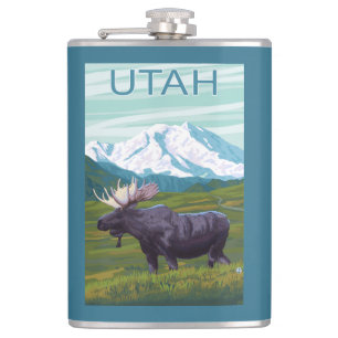Moose with MountainUtah Hip Flask