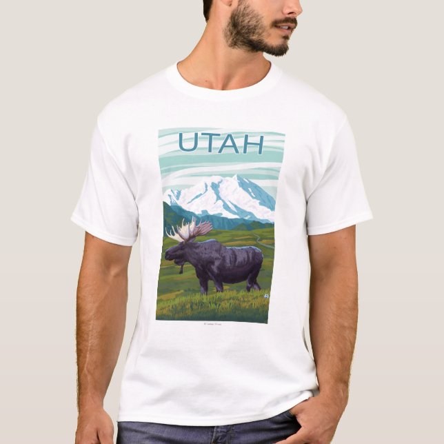 Moose with MountainUtah T-Shirt (Front)