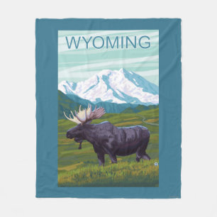 Moose with MountainWyoming Fleece Blanket