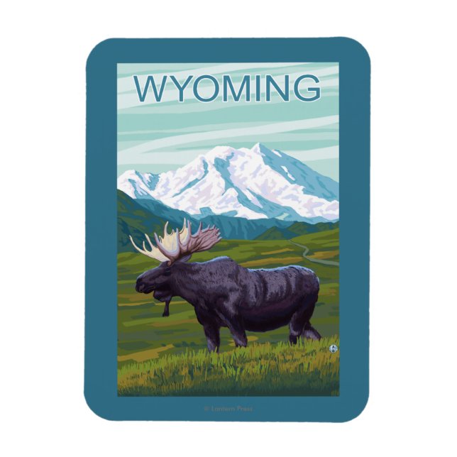 Moose with MountainWyoming Magnet (Vertical)