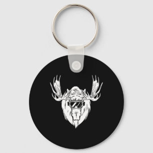 Moose With Snowboard Skiing Goggles Winter Sports  Keychain