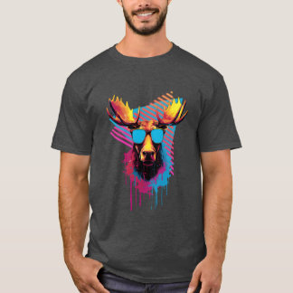 Moose with sunglasses 80s friends T-Shirt