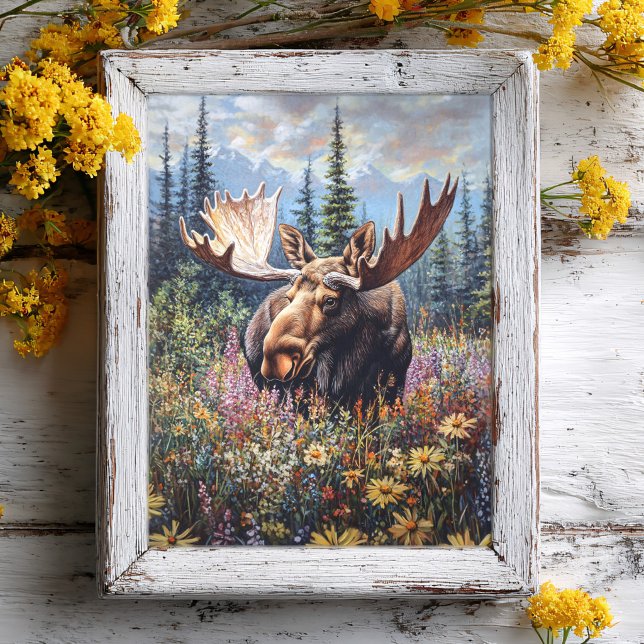 Moose with Wildflower Background Decoupage Tissue Paper (Creator Uploaded)
