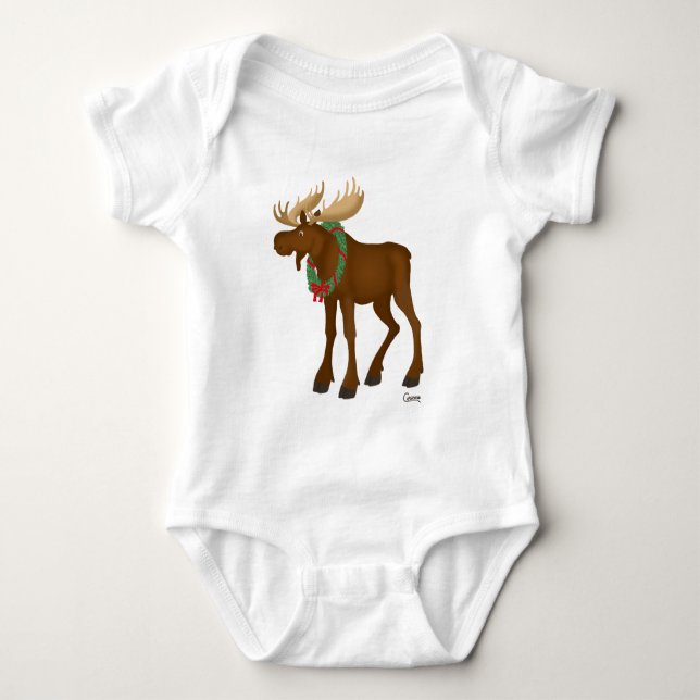 Moose With Wreath - Baby Bodysuit (Front)