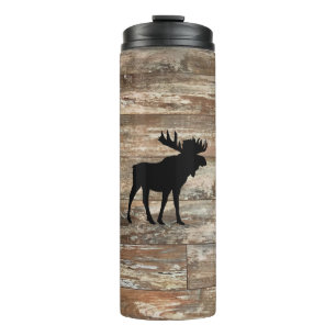 Moose Wood Painting Rustic Style Thermal Tumbler