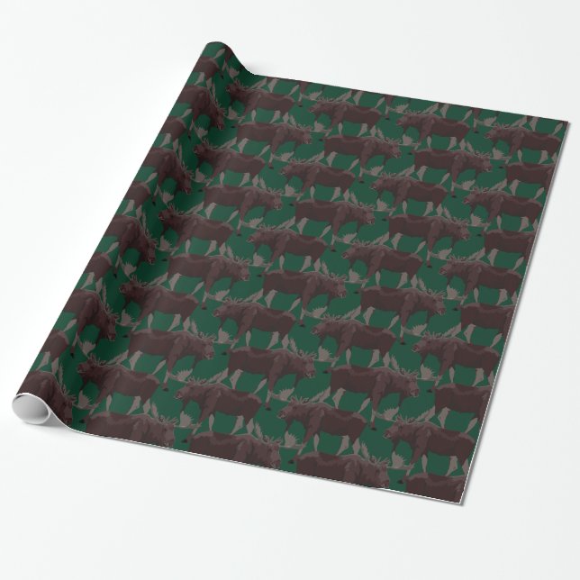 Moose Wrapping Paper Christmas Moose Gift Paper (Unrolled)