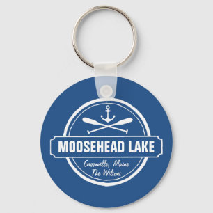 Moosehead Lake Maine anchor custom town and name Keychain
