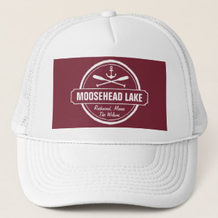 Moosehead Lake Maine anchor custom town and name Trucker Hat