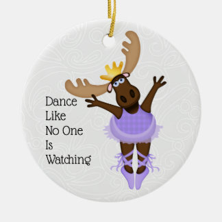 Mooserina the Clumsy Moose I Hope You Dance Ceramic Ornament