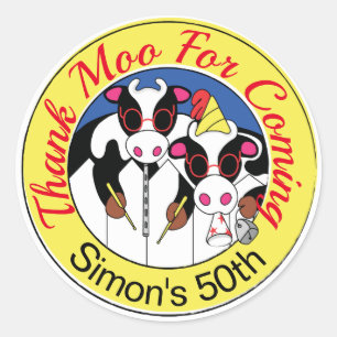 Moosicians funny birthday party classic round sticker