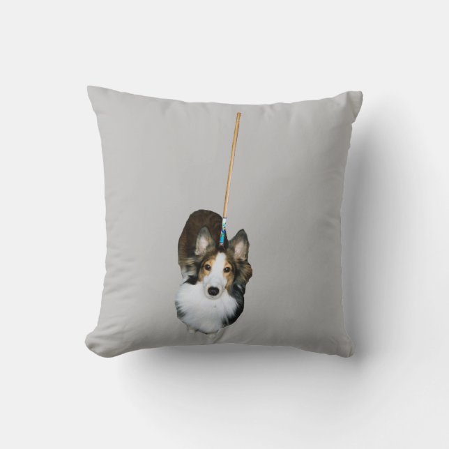 Mop Dog Throw Pillow (Front)