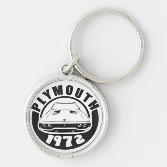 Mopar - 1972 Plymouth Roadrunner White Keychain (Front)