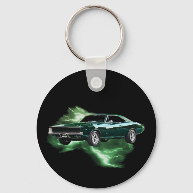 Mopar: '68 Dodge Charger with green lightning Keychain (Front)