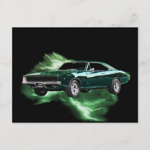 Mopar: '68 Dodge Charger with green lightning Postcard