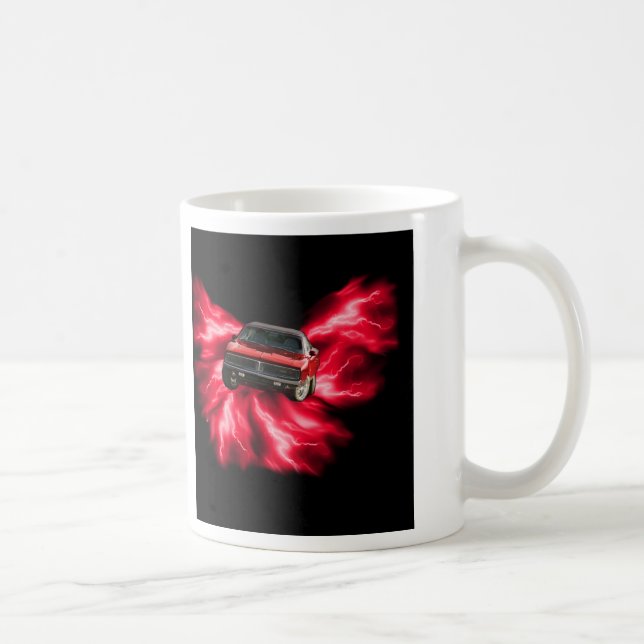 Mopar: '69 Charger on red lightning Coffee Mug (Right)