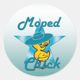 Moped Chick #7 Classic Round Sticker