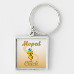Moped Chick Keychain