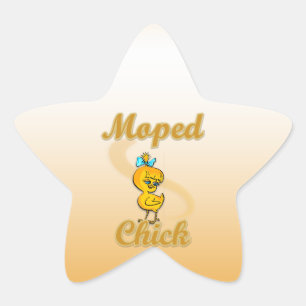 Moped Chick Star Sticker
