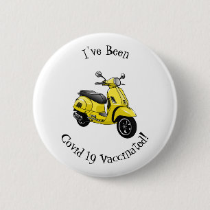 Moped motorcycle cartoon illustration 2 inch round button