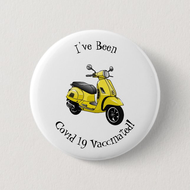Moped motorcycle cartoon illustration 2 inch round button (Front)