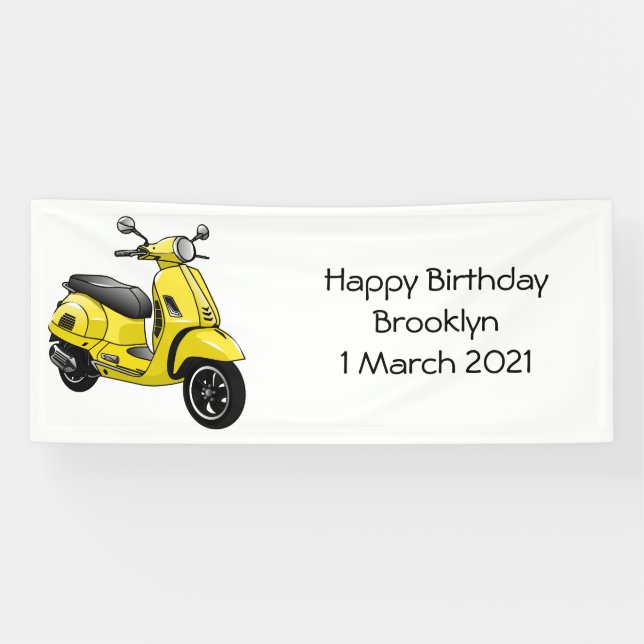 Moped motorcycle cartoon illustration banner (Horizontal)