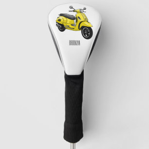 Moped motorcycle cartoon illustration golf head cover