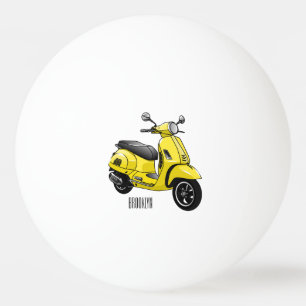 Moped motorcycle cartoon illustration ping pong ball