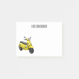 Moped motorcycle cartoon illustration post-it notes