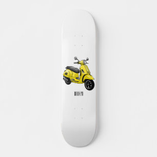 Moped motorcycle cartoon illustration skateboard