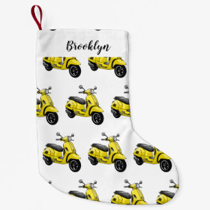 Moped motorcycle cartoon illustration small christmas stocking